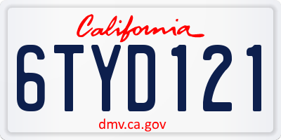 CA license plate 6TYD121