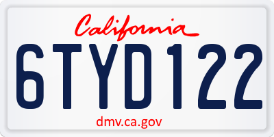 CA license plate 6TYD122