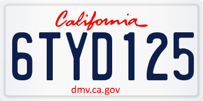 CA license plate 6TYD125