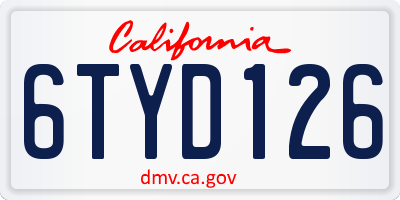 CA license plate 6TYD126