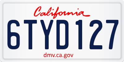 CA license plate 6TYD127