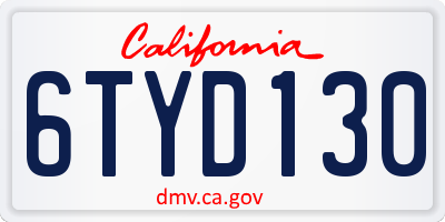 CA license plate 6TYD130