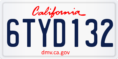 CA license plate 6TYD132