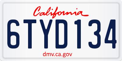 CA license plate 6TYD134