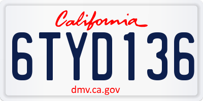 CA license plate 6TYD136