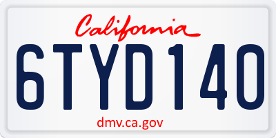 CA license plate 6TYD140