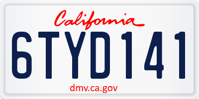 CA license plate 6TYD141