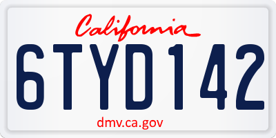 CA license plate 6TYD142
