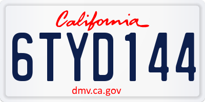 CA license plate 6TYD144