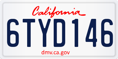CA license plate 6TYD146
