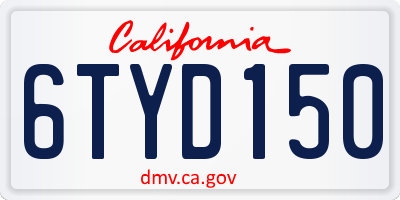 CA license plate 6TYD150