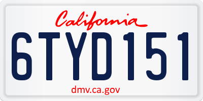 CA license plate 6TYD151