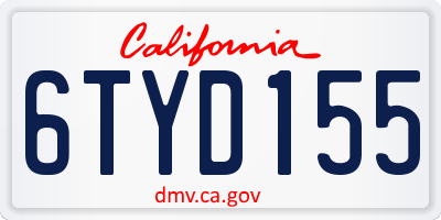 CA license plate 6TYD155
