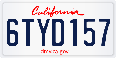 CA license plate 6TYD157