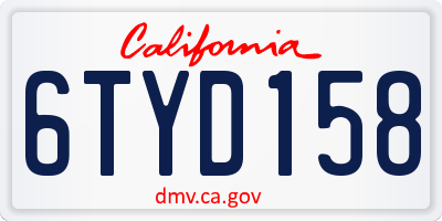 CA license plate 6TYD158