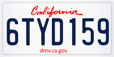 CA license plate 6TYD159