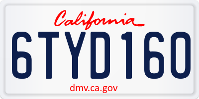 CA license plate 6TYD160