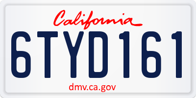 CA license plate 6TYD161