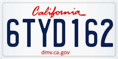 CA license plate 6TYD162