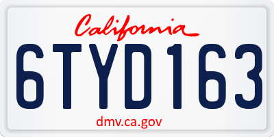 CA license plate 6TYD163