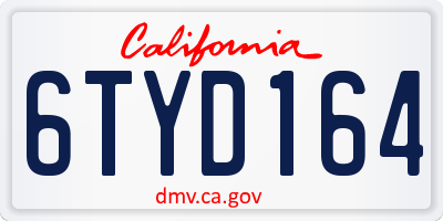 CA license plate 6TYD164
