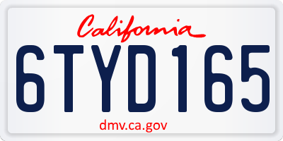 CA license plate 6TYD165