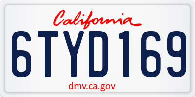 CA license plate 6TYD169