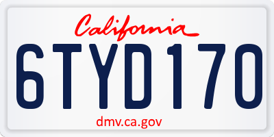 CA license plate 6TYD170