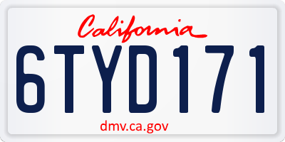 CA license plate 6TYD171