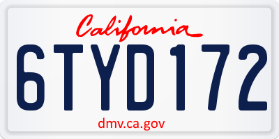CA license plate 6TYD172