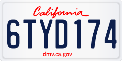 CA license plate 6TYD174