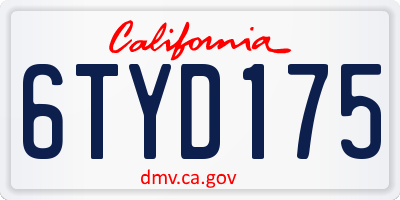 CA license plate 6TYD175