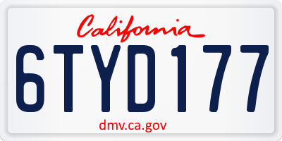 CA license plate 6TYD177