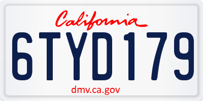 CA license plate 6TYD179