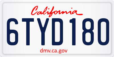 CA license plate 6TYD180