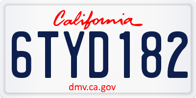 CA license plate 6TYD182