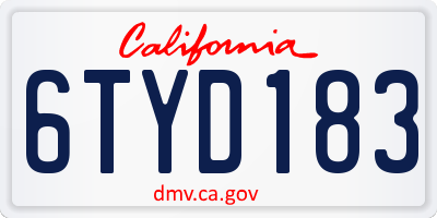 CA license plate 6TYD183