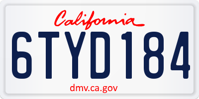 CA license plate 6TYD184
