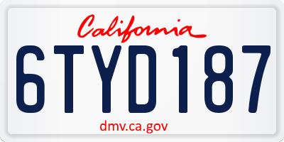 CA license plate 6TYD187