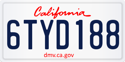 CA license plate 6TYD188