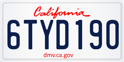 CA license plate 6TYD190