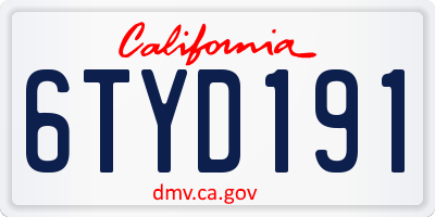 CA license plate 6TYD191