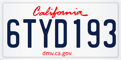 CA license plate 6TYD193