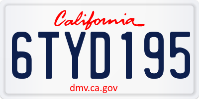 CA license plate 6TYD195