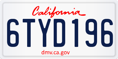 CA license plate 6TYD196