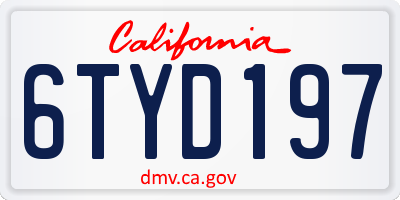 CA license plate 6TYD197