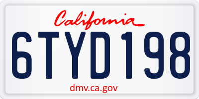 CA license plate 6TYD198