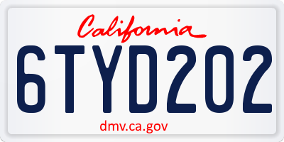 CA license plate 6TYD202