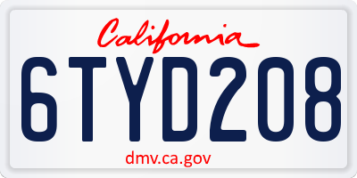 CA license plate 6TYD208