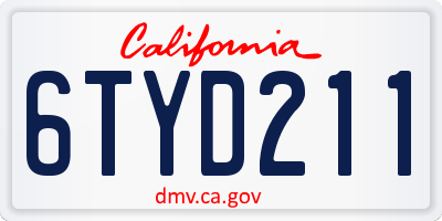 CA license plate 6TYD211